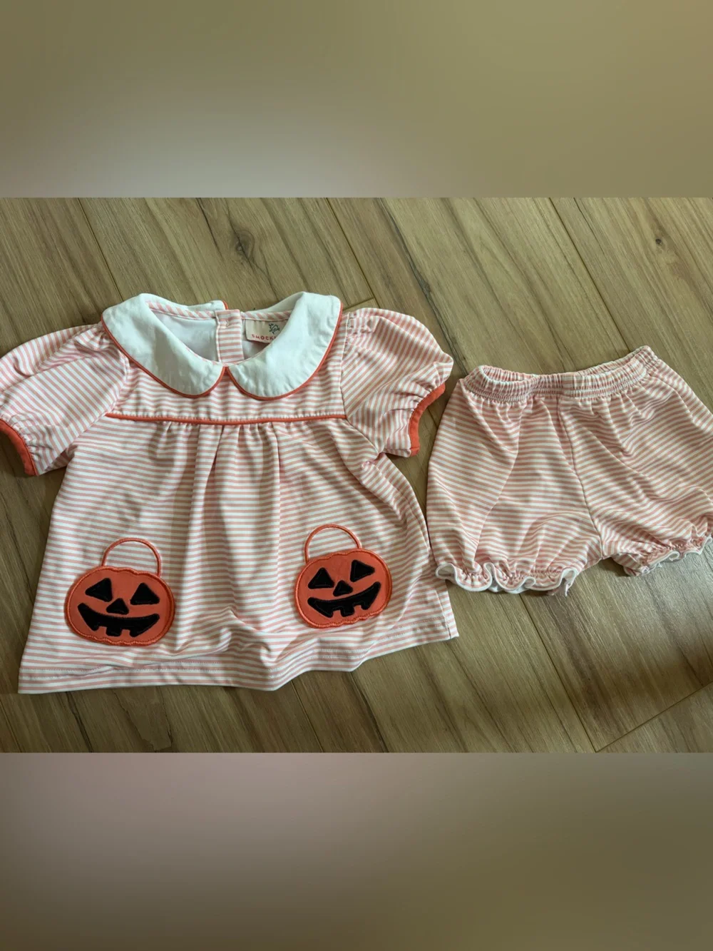 Smockingbird Jackolantern Pockets Striped Knit Bloomer Set Size 12 months